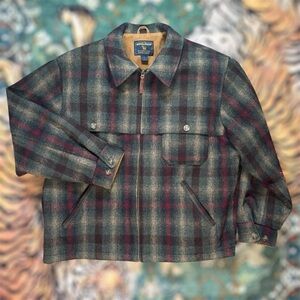 Woolrich Buffalo Plaid Wool Cruiser Mackinaw Coat Full Zip Lined Outdoor XL